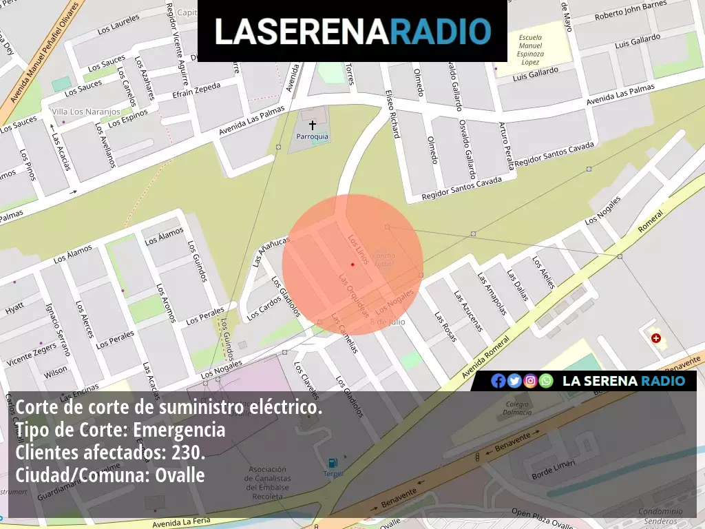 Corte de suministro eléctrico afecta a 230 clientes en Ovalle