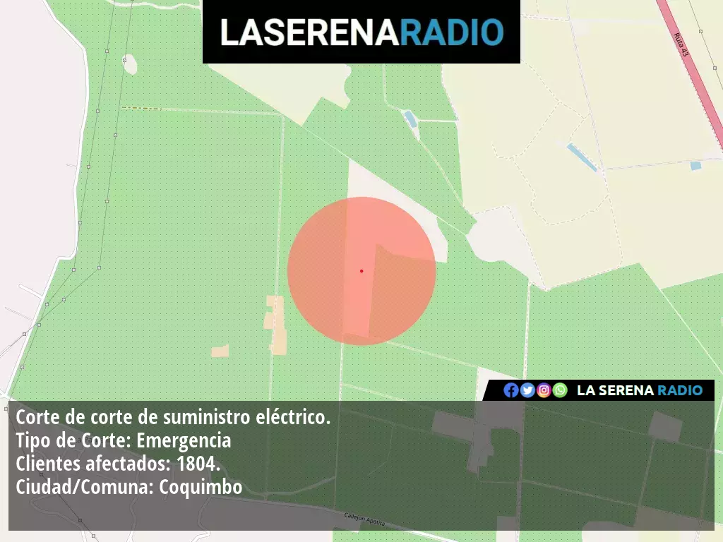 Corte de suministro eléctrico afecta a 1804 clientes en Coquimbo