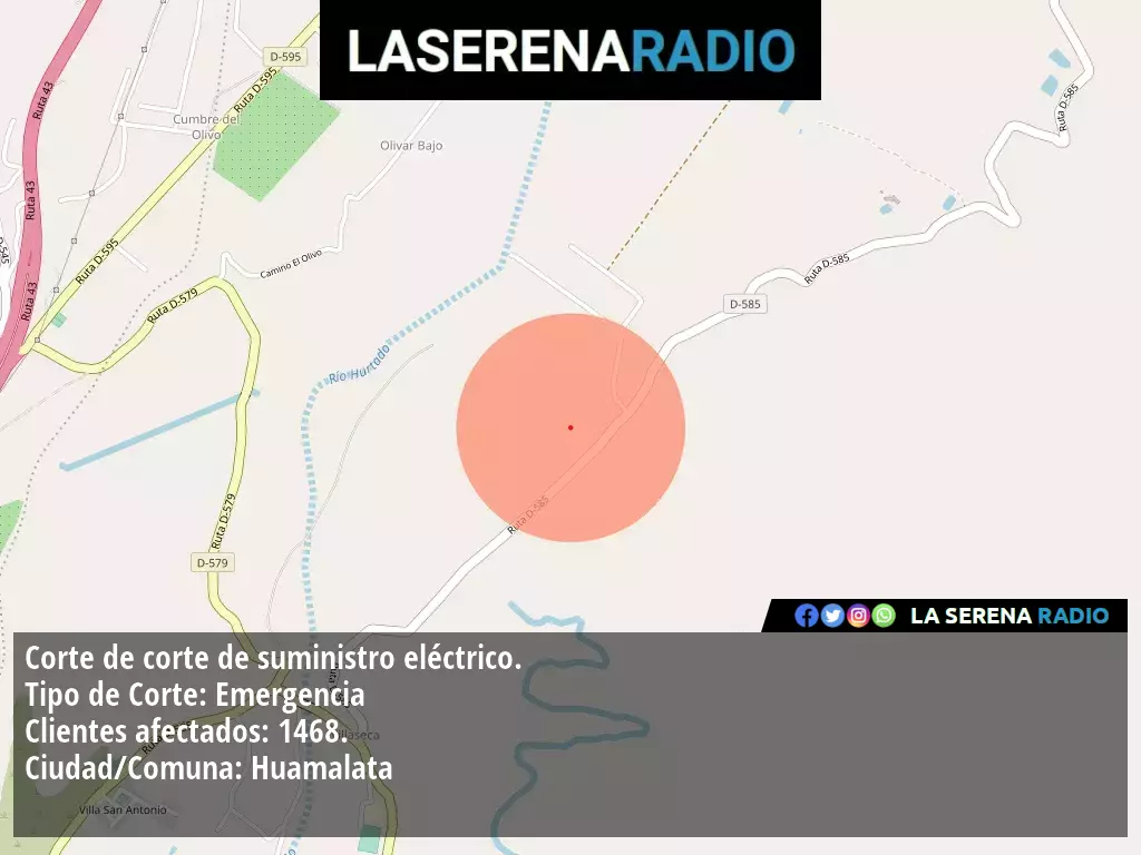 Corte de suministro eléctrico afecta a 1468 clientes en Huamalata