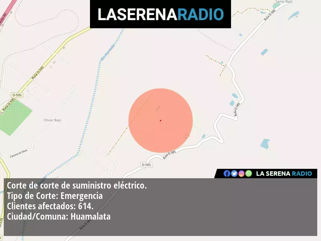 Corte de suministro eléctrico afecta a 614 clientes en Huamalata