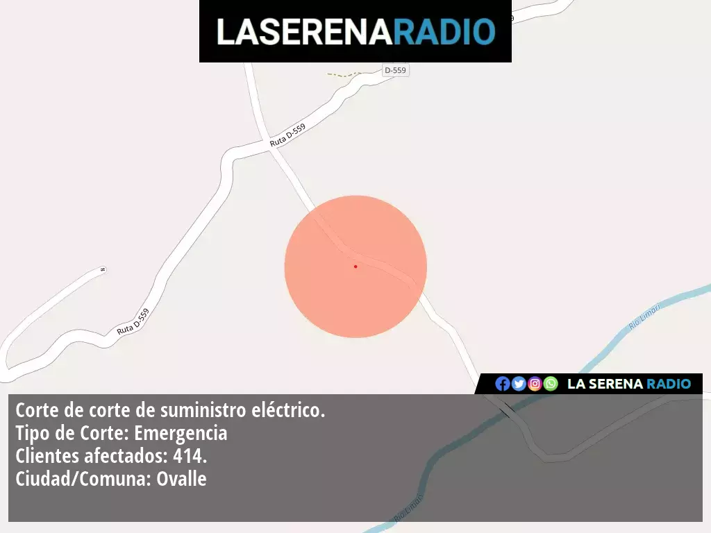 Corte de suministro eléctrico afecta a 414 clientes en Ovalle