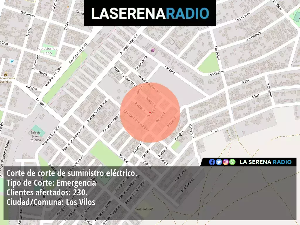 Corte de suministro eléctrico afecta a 230 clientes en Los Vilos