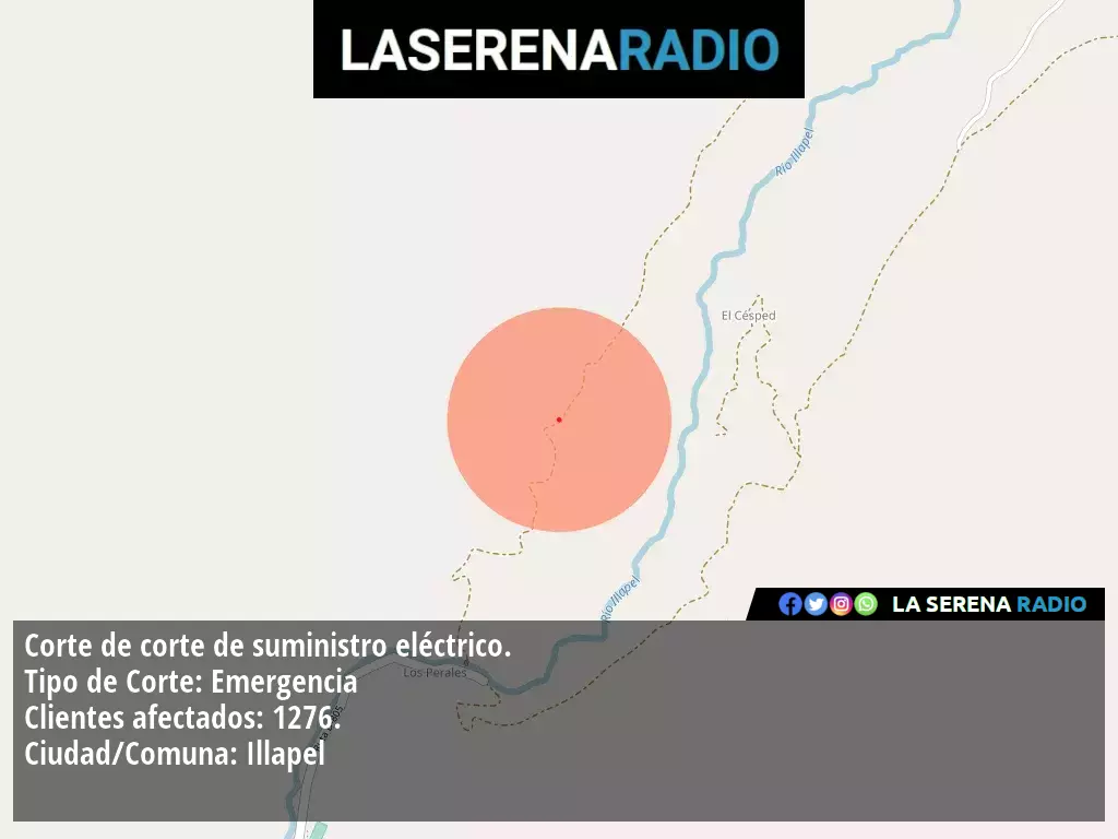 Corte de suministro eléctrico afecta a 1276 clientes en Illapel