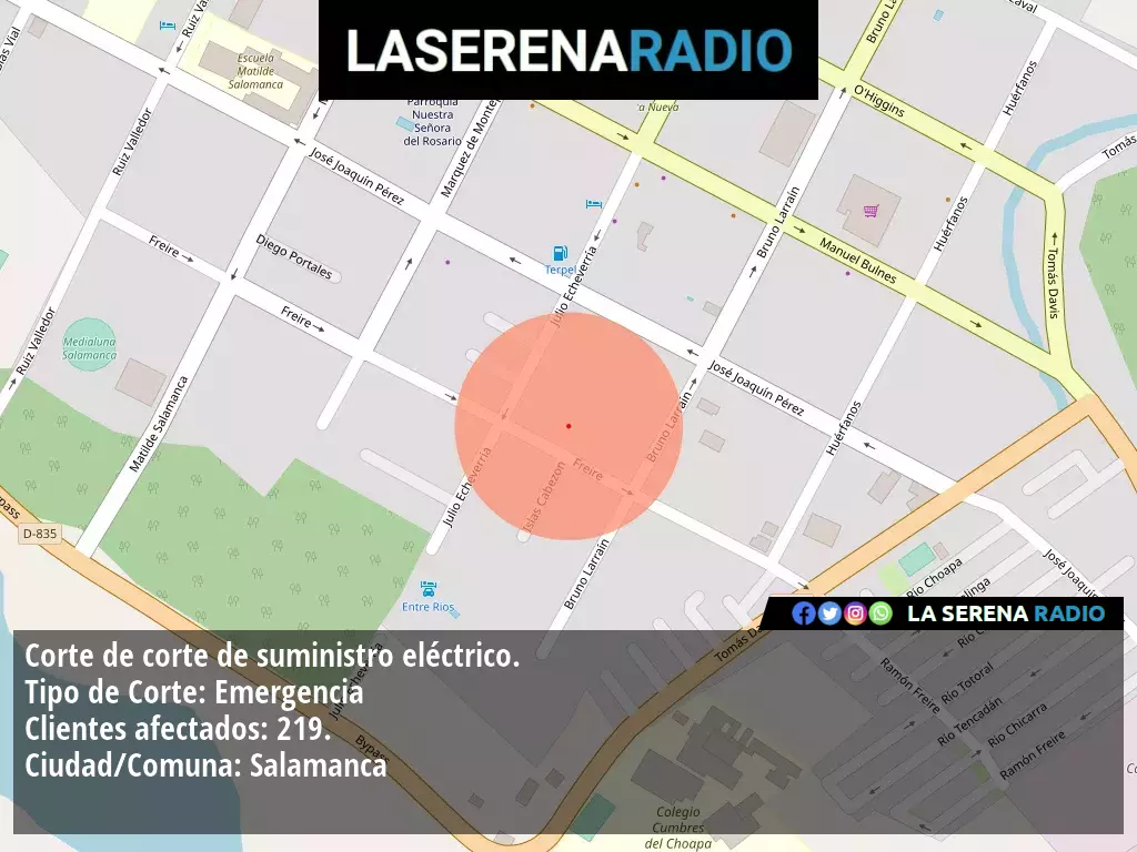 Corte de suministro eléctrico afecta a 219 clientes en Salamanca