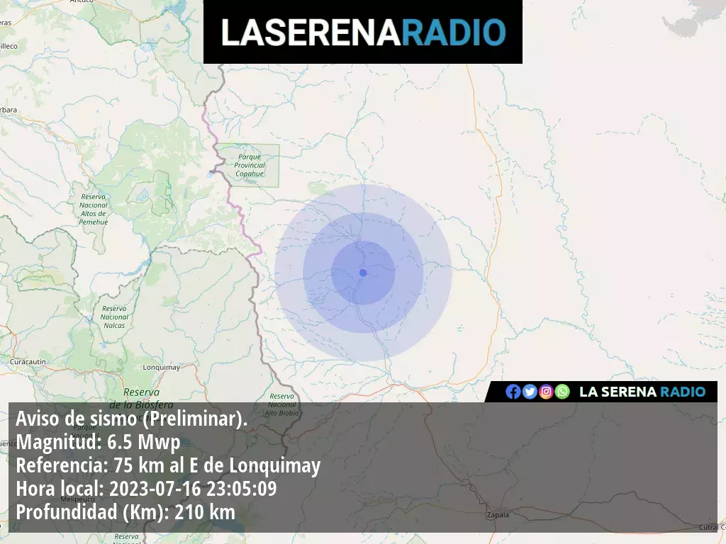 Sismo de mediana intensidad a 75 kilómetros al este de Lonquimay