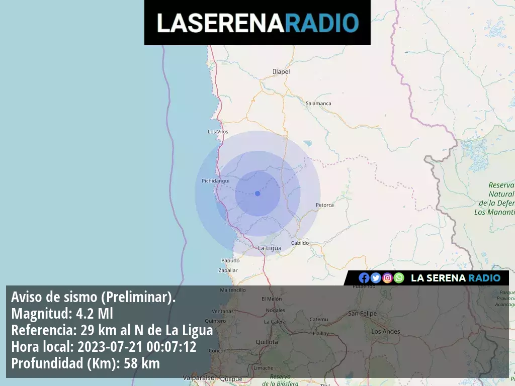 Sismo de mediana intensidad a 29 kilómetros al norte de La Ligua