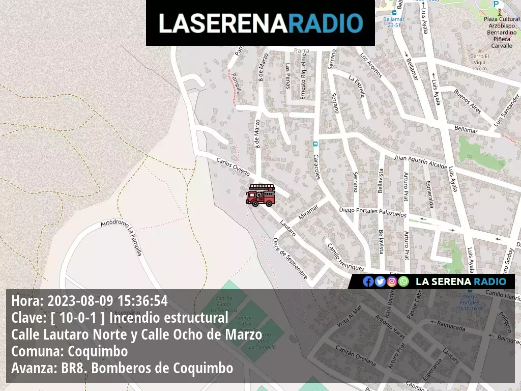 Coquimbo: Incendio estructural en Calle Lautaro Norte y Calle Ocho de Marzo