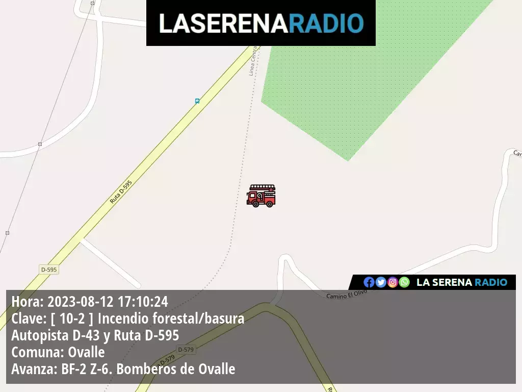 Ovalle: Incendio forestal/basura en Autopista D-43 y Ruta D-595