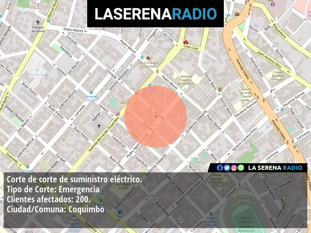 Corte de suministro eléctrico afecta a 200 clientes en Coquimbo