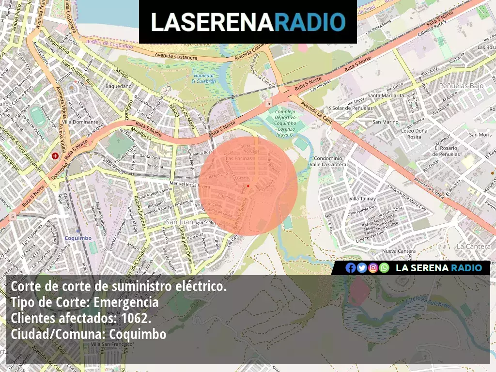 Corte de suministro eléctrico afecta a 1062 clientes en Coquimbo