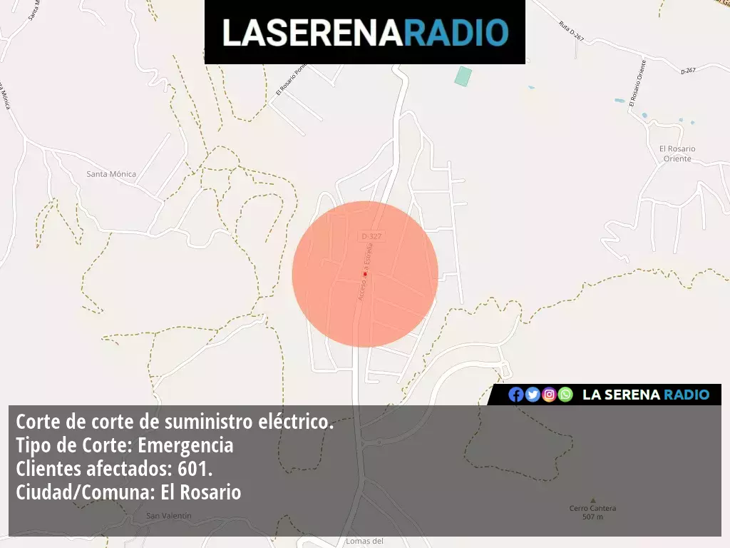 Corte de suministro eléctrico afecta a 601 clientes en El Rosario