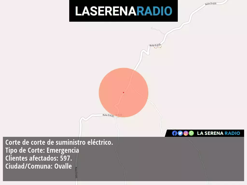 Corte de suministro eléctrico afecta a 597 clientes en Ovalle