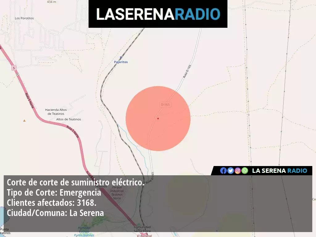 Corte de suministro eléctrico afecta a 3168 clientes en La Serena