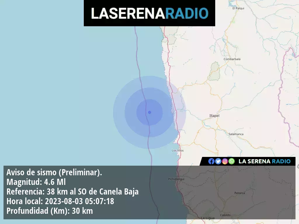 Sismo de mediana intensidad a 38 kilómetros al suroeste de Canela Baja