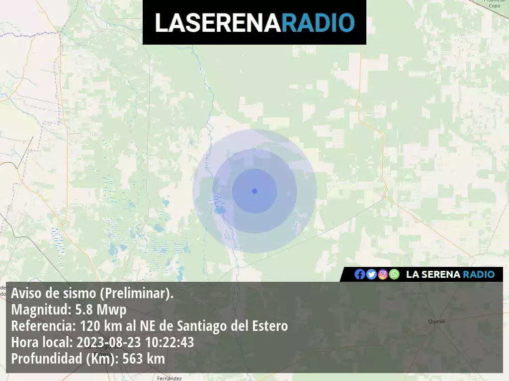 Sismo de mediana intensidad a 120 kilómetros al noreste de Santiago del Estero