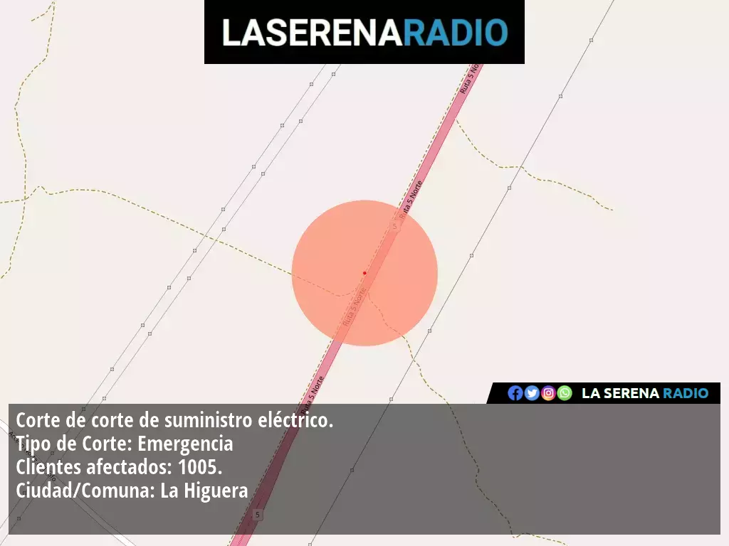 Corte de suministro eléctrico afecta a 1005 clientes en La Higuera