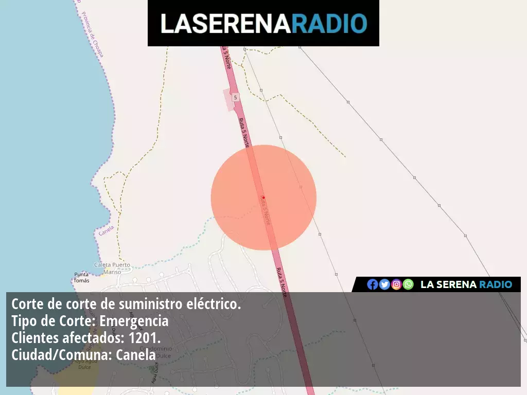 Corte de suministro eléctrico afecta a 1201 clientes en Canela