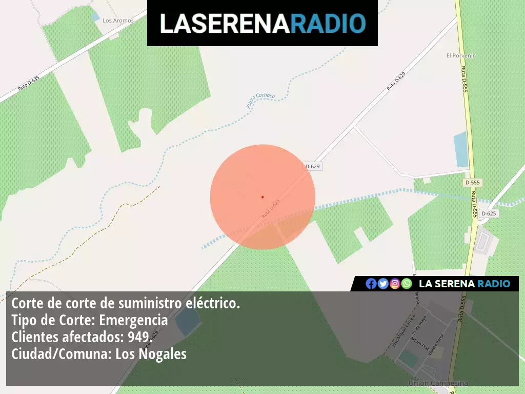 Corte de suministro eléctrico afecta a 949 clientes en Los Nogales