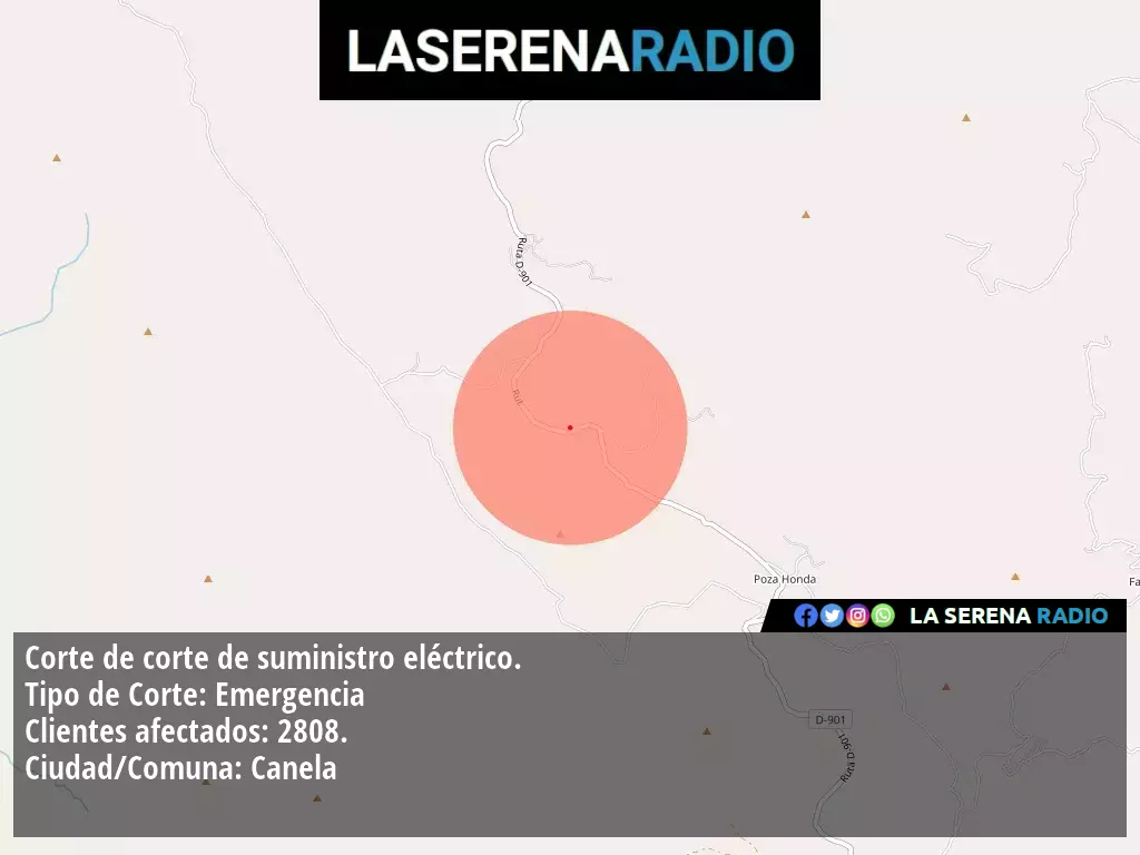 Corte de suministro eléctrico afecta a 2808 clientes en Canela