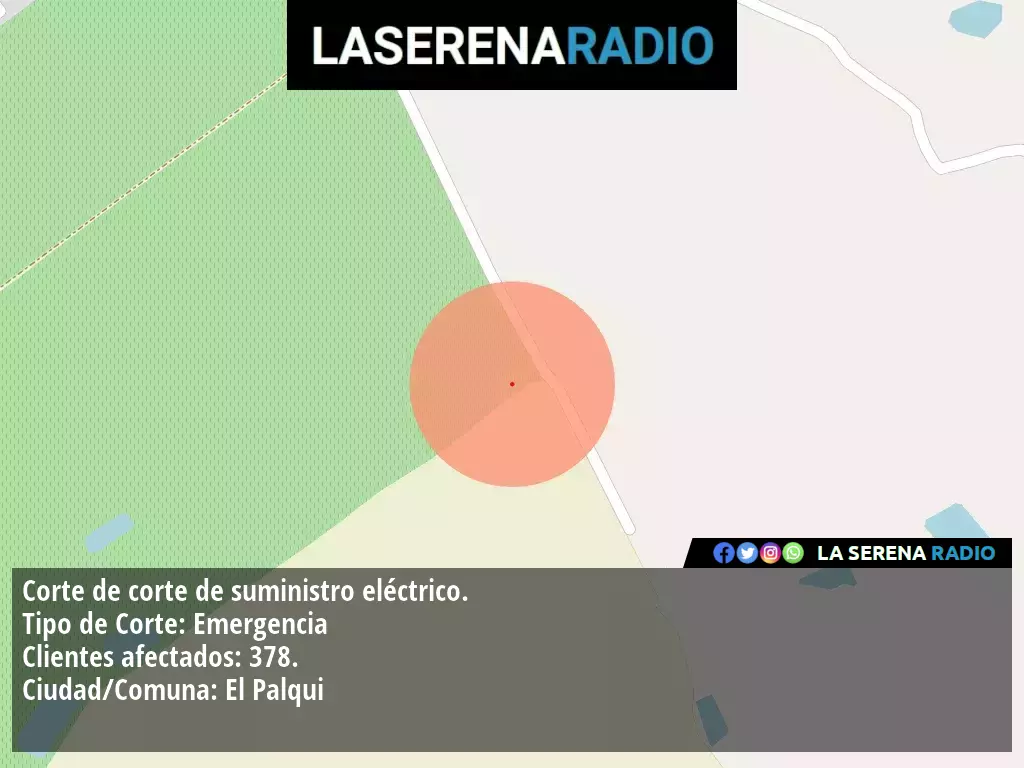 Corte de suministro eléctrico afecta a 378 clientes en El Palqui