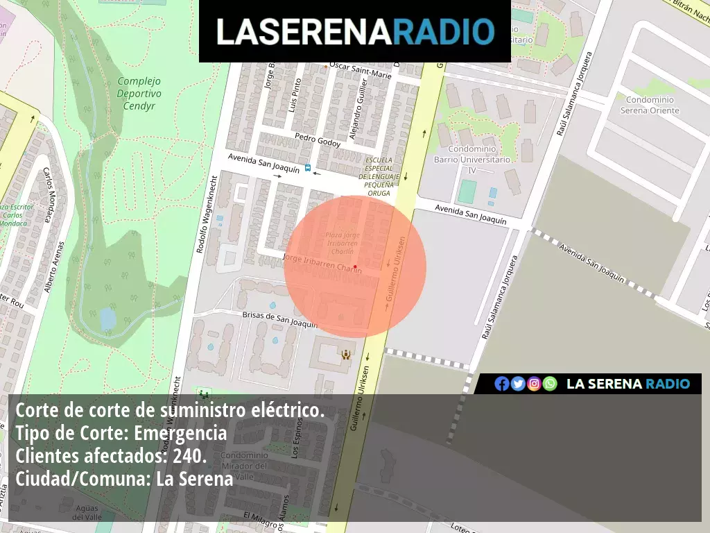 Corte de suministro eléctrico afecta a 240 clientes en La Serena