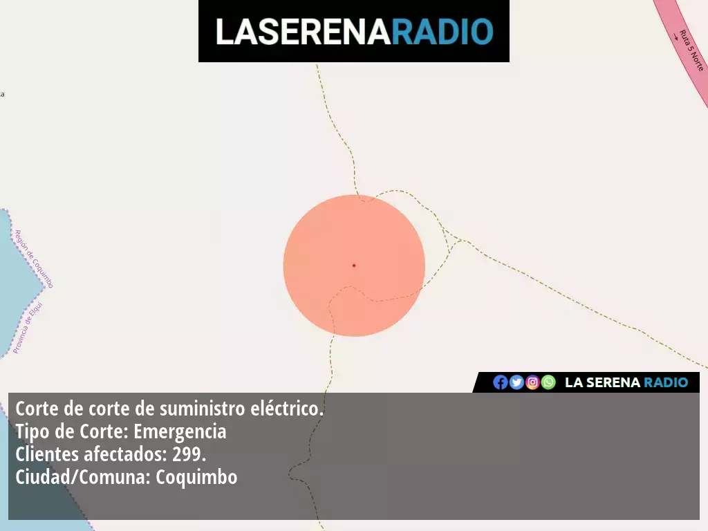 Corte de suministro eléctrico afecta a 299 clientes en Coquimbo