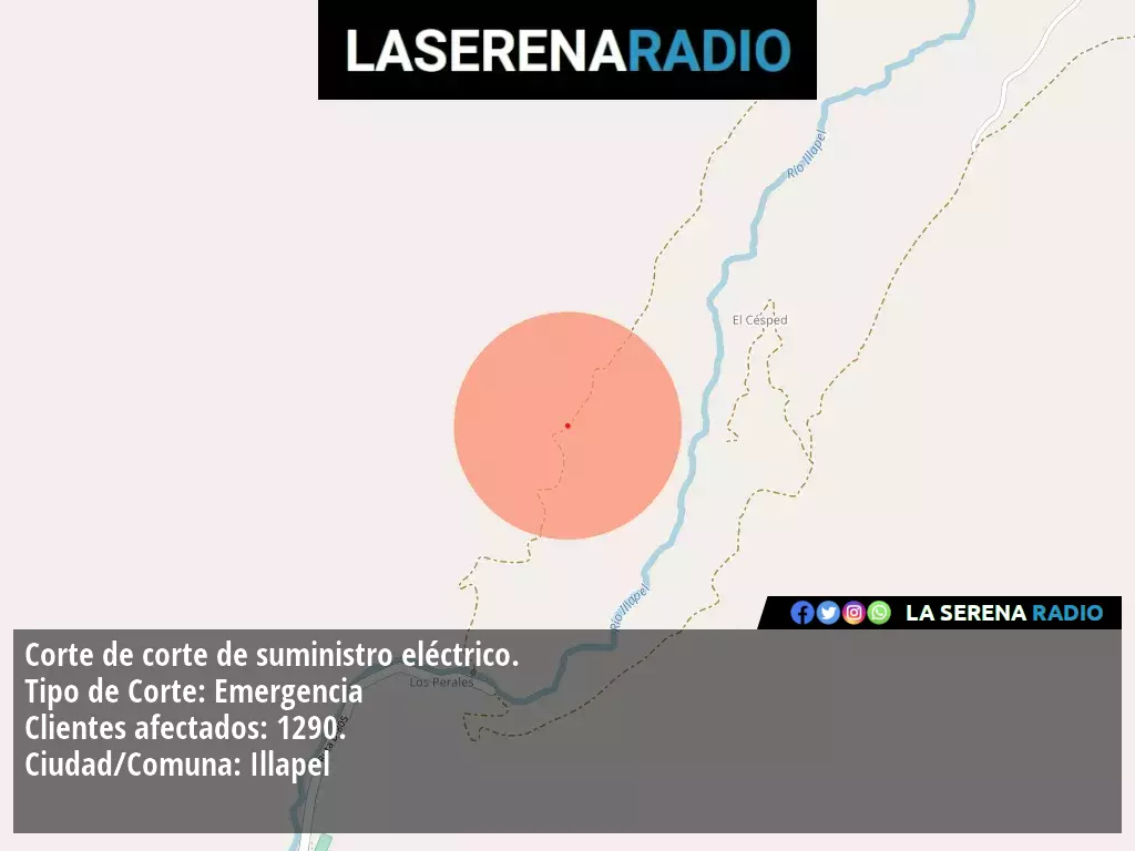 Corte de suministro eléctrico afecta a 1290 clientes en Illapel