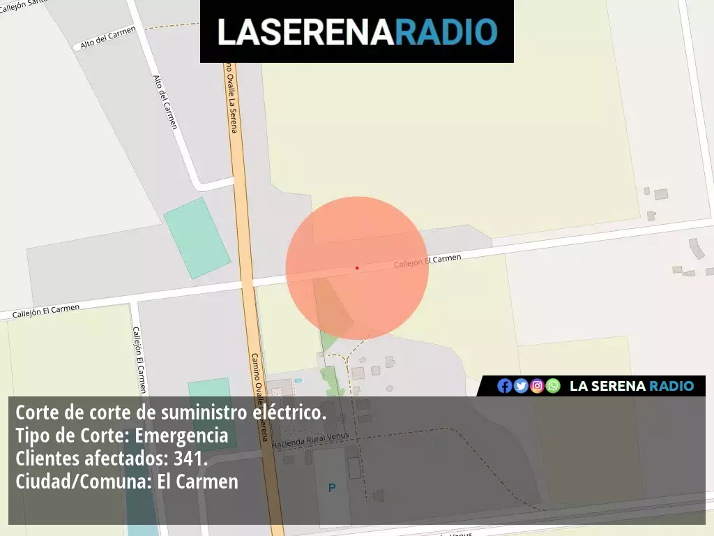 Corte de suministro eléctrico afecta a 341 clientes en El Carmen