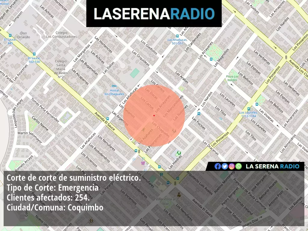 Corte de suministro eléctrico afecta a 254 clientes en Coquimbo