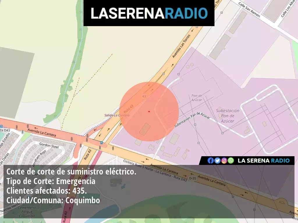 Corte de suministro eléctrico afecta a 435 clientes en Coquimbo