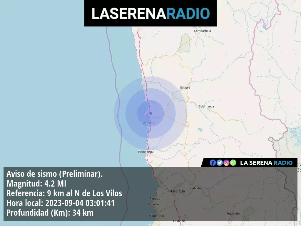 Sismo de mediana intensidad a 9 kilómetros al norte de Los Vilos