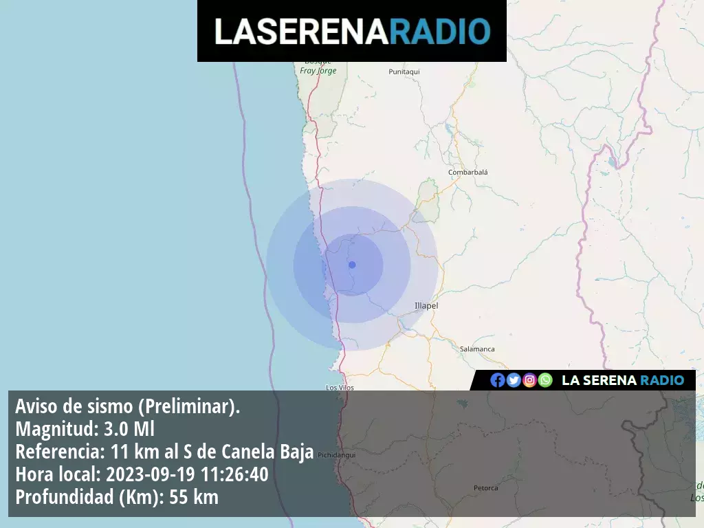 Sismo de menor intensidad a 11 kilómetros al sur de Canela Baja