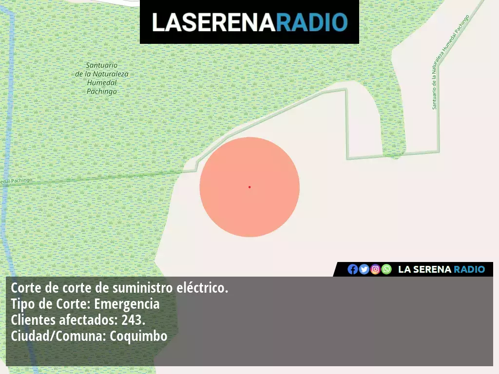 Corte de suministro eléctrico afecta a 243 clientes en Coquimbo