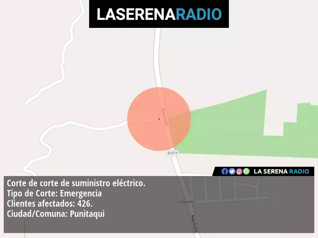 Corte de suministro eléctrico afecta a 426 clientes en Punitaqui