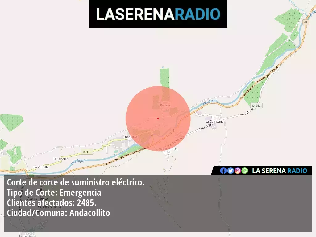 Corte de suministro eléctrico afecta a 2485 clientes en Andacollito