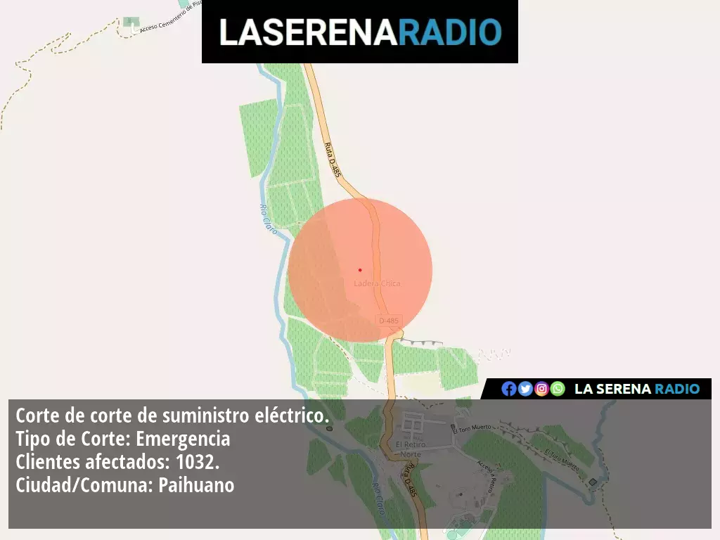 Corte de suministro eléctrico afecta a 1032 clientes en Paihuano