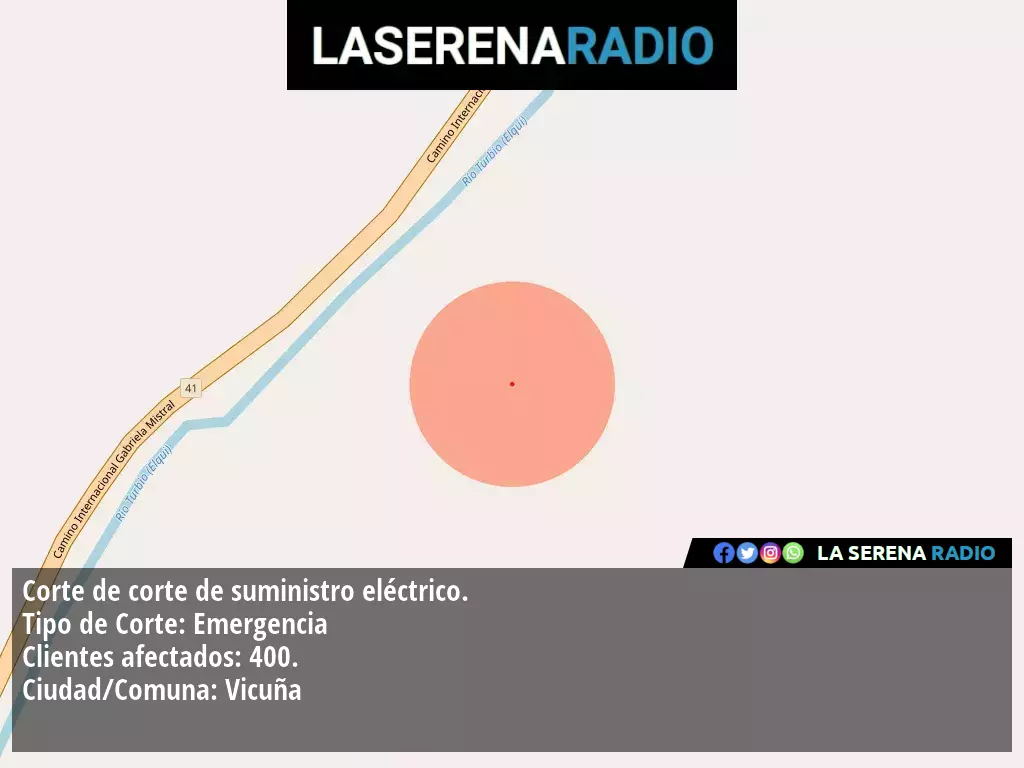 Corte de suministro eléctrico afecta a 400 clientes en Vicuña