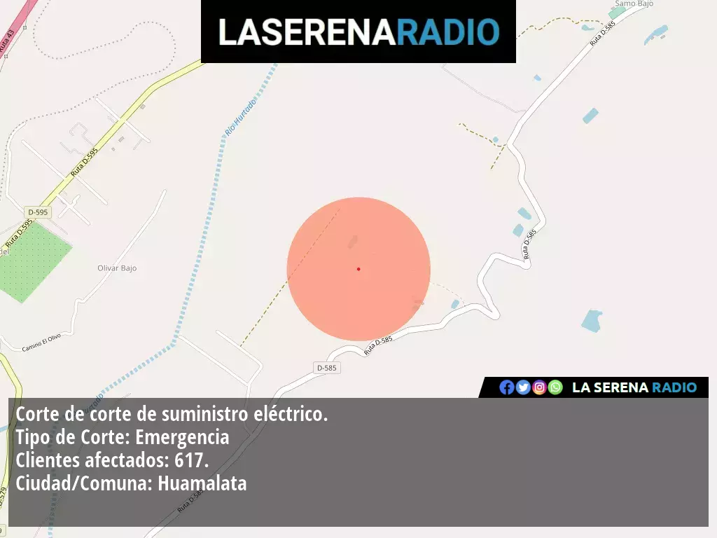 Corte de suministro eléctrico afecta a 617 clientes en Huamalata