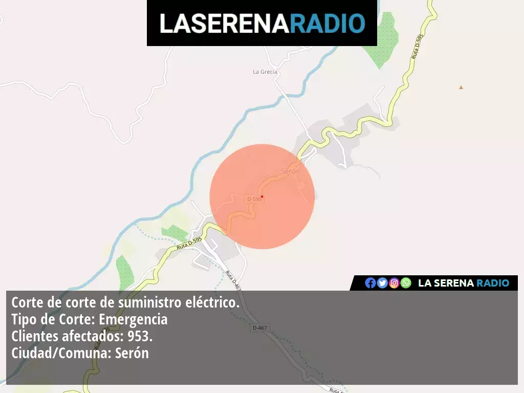 Corte de suministro eléctrico afecta a 953 clientes en Serón