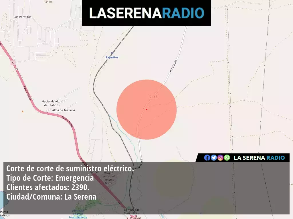 Corte de suministro eléctrico afecta a 2390 clientes en La Serena