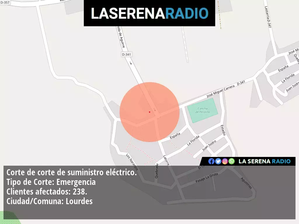 Corte de suministro eléctrico afecta a 238 clientes en Lourdes