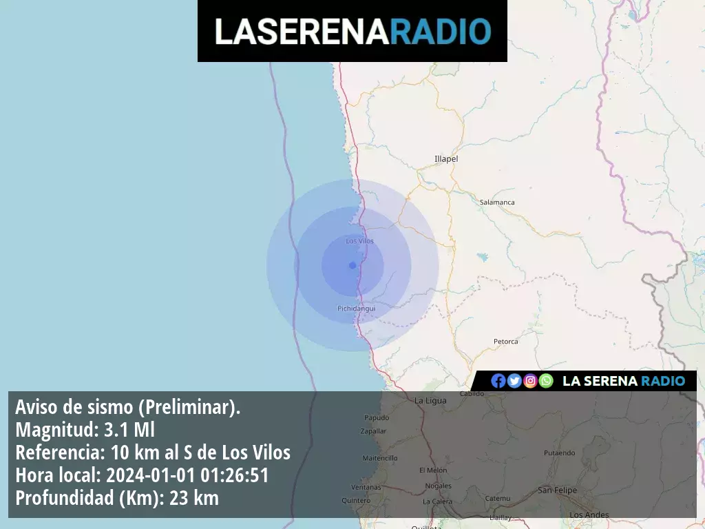 Sismo de menor intensidad a 10 kilómetros al sur de Los Vilos