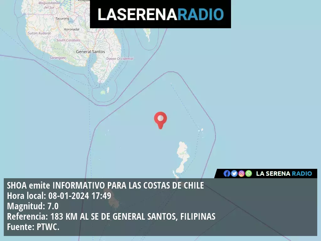 SHOA emite informativo para las costas de Chile