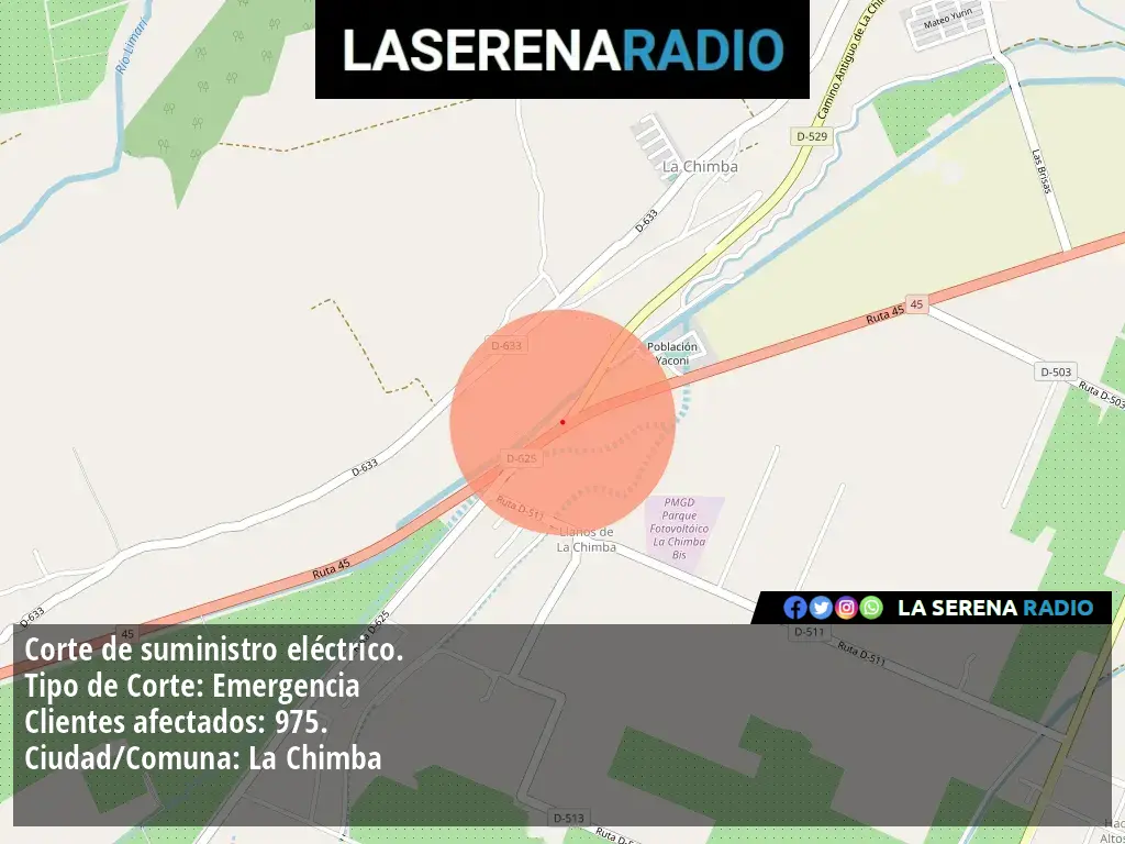 Corte de suministro eléctrico afecta a 975 clientes en La Chimba