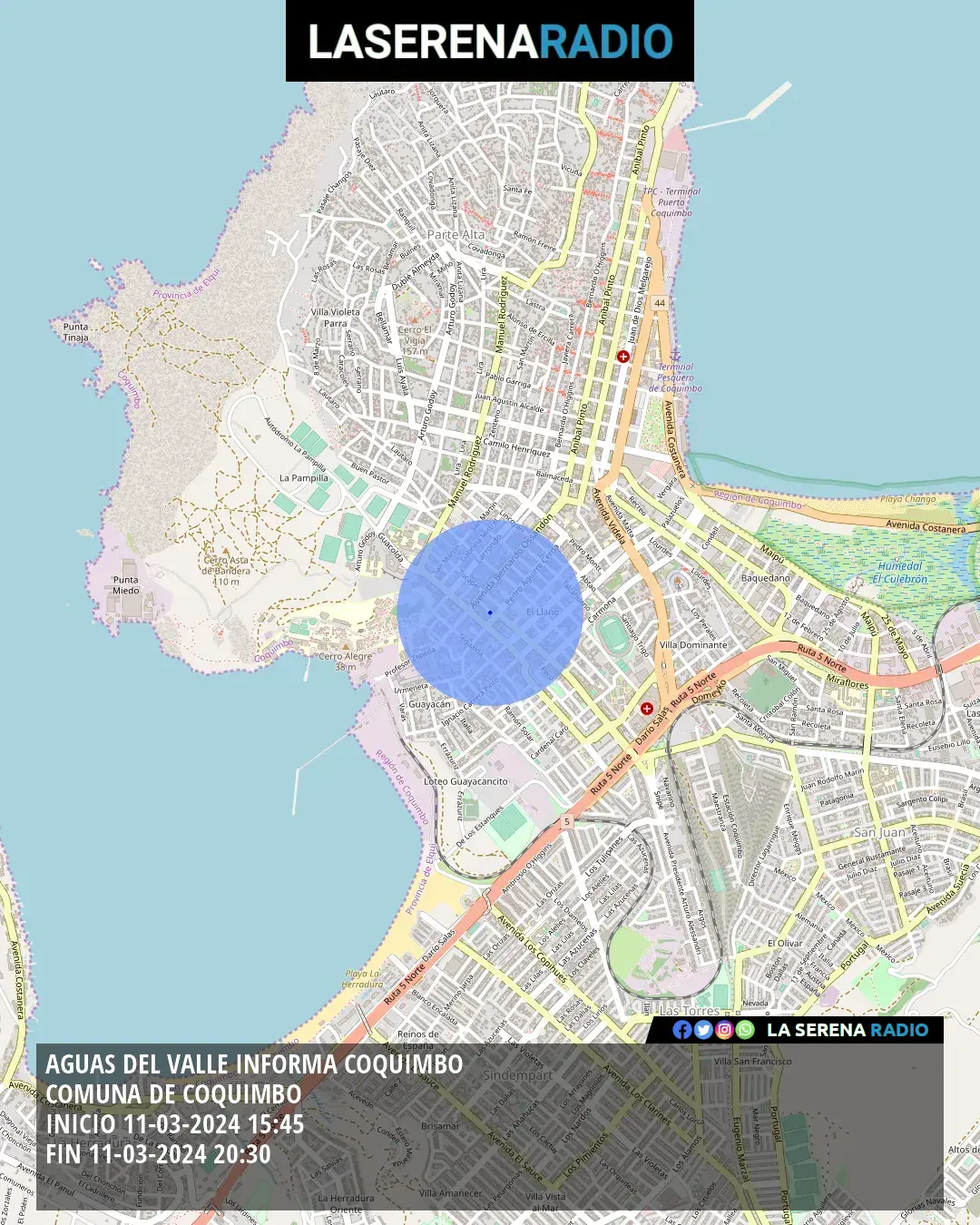 Corte de suministro de agua potable en Coquimbo