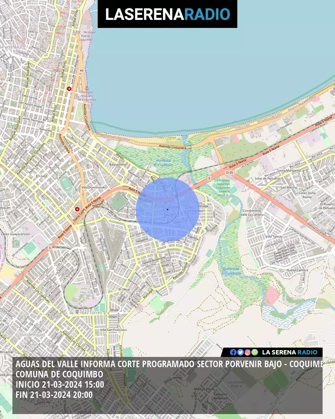 Corte de suministro de agua potable en Coquimbo