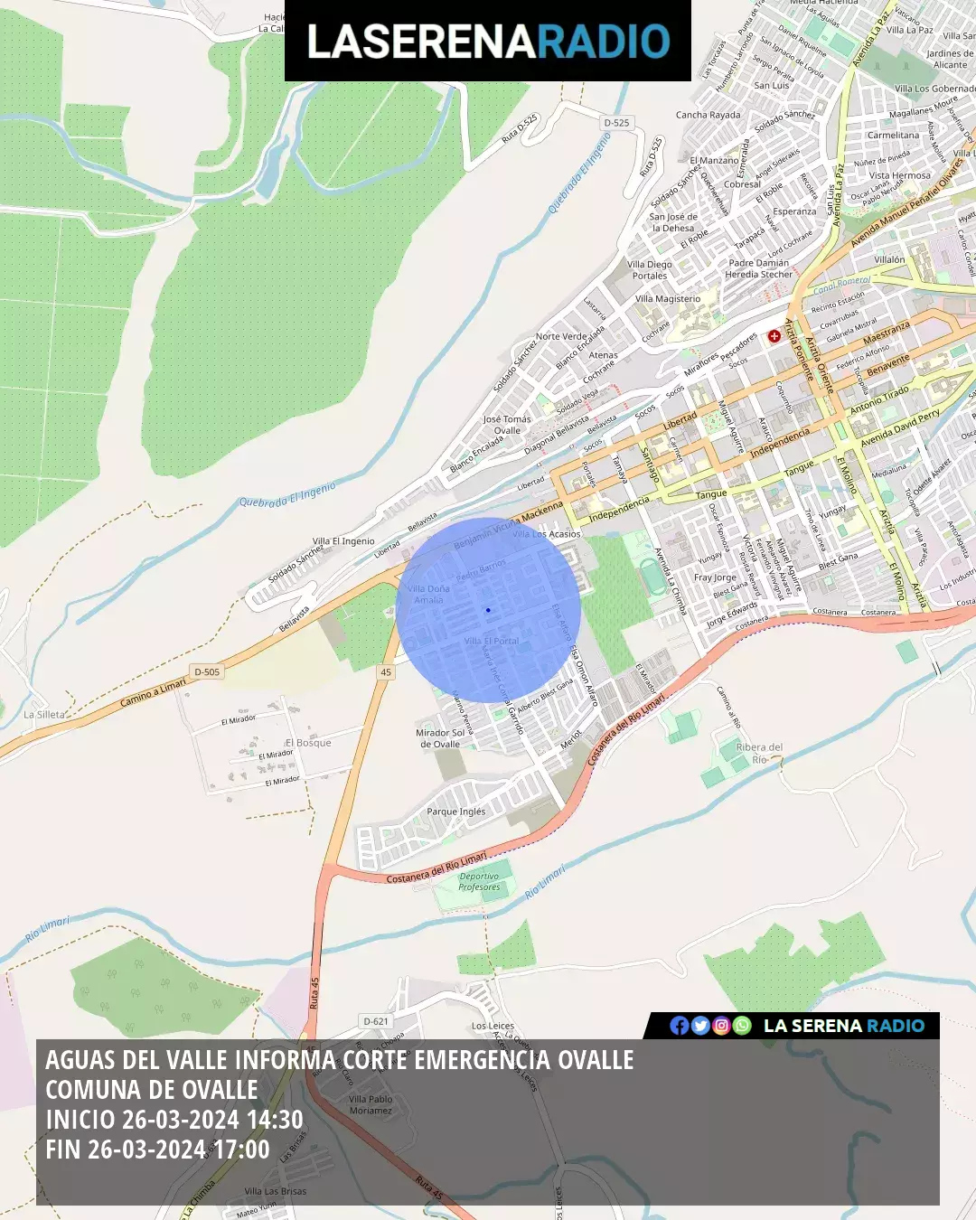 Corte de suministro de agua potable en Ovalle