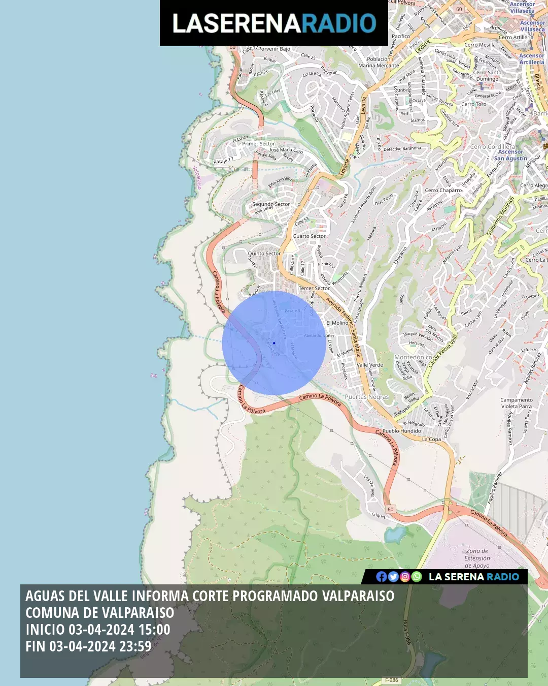 Corte de suministro de agua potable en Valparaiso