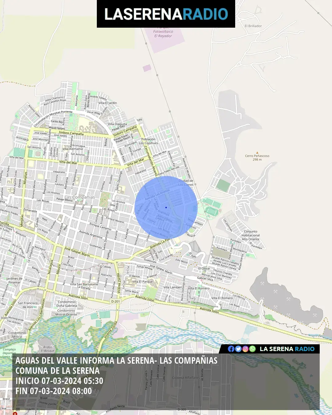 Corte de suministro de agua potable en La Serena