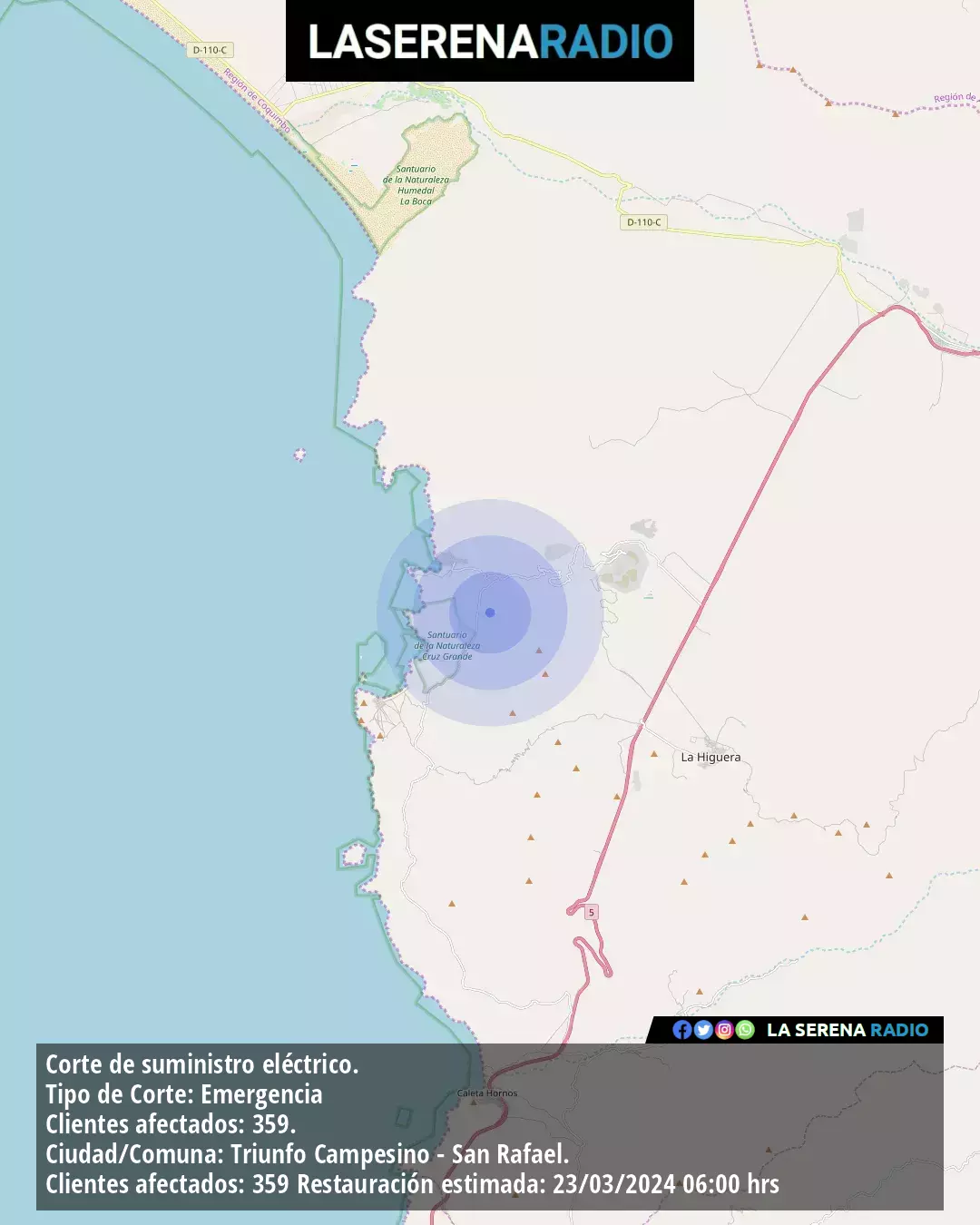 Sismo de menor intensidad a 10 kilómetros al noroeste de La Higuera